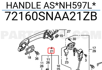 Honda 72160SNAA21ZB HANDLE AS*NH597L*