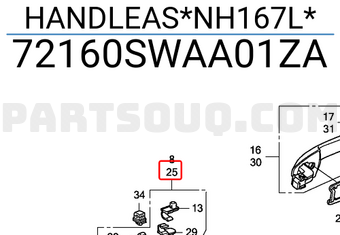 Honda 72160SWAA01ZA HANDLEAS*NH167L*