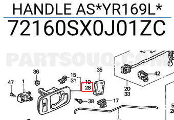 Honda 72160SX0J01ZC HANDLE AS*YR169L*
