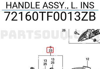 Honda 72160TF0013ZB HANDLE ASSY., L. INS