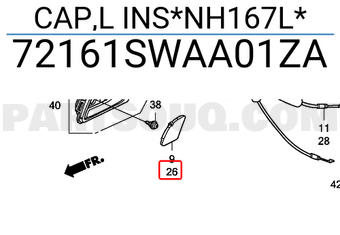 Honda 72161SWAA01ZA CAP,L INS*NH167L*