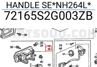 Honda 72165S2G003ZB HANDLE SE*NH264L*