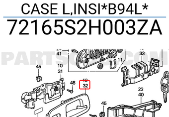 Honda 72165S2H003ZA CASE L,INSI*B94L*