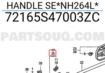 Honda 72165S47003ZC HANDLE SE*NH264L*