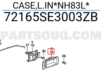 Honda 72165SE3003ZB CASE,L.IN*NH83L*