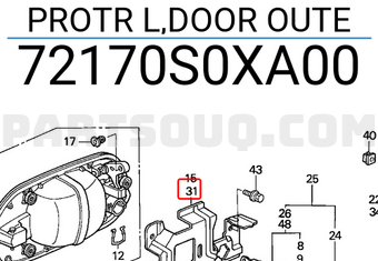 Honda 72170S0XA00 PROTR L,DOOR OUTE