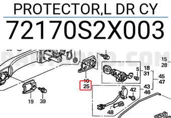 Honda 72170S2X003 PROTECTOR,L DR CY