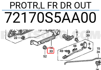 Honda 72170S5AA00 PROTR,L FR DR OUT