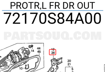 Honda 72170S84A00 PROTR,L FR DR OUT