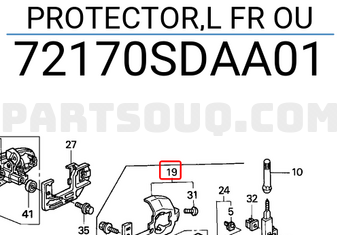 Honda 72170SDAA01 PROTECTOR,L FR OU