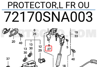 Honda 72170SNA003 PROTECTOR,L FR OU