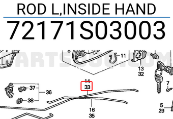 Honda 72171S03003 ROD L,INSIDE HAND