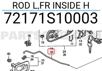 Honda 72171S10003 ROD L,FR INSIDE H