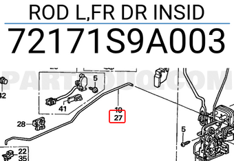 Honda 72171S9A003 ROD L,FR DR INSID