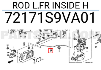 Honda 72171S9VA01 ROD L,FR INSIDE H