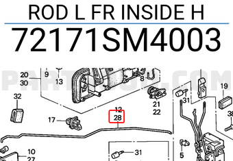 Honda 72171SM4003 ROD L FR INSIDE H