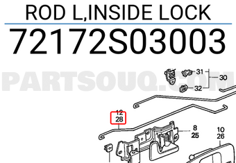 Honda 72172S03003 ROD L,INSIDE LOCK