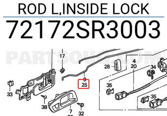Honda 72172SR3003 ROD L,INSIDE LOCK