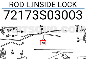 Honda 72173S03003 ROD L,INSIDE LOCK