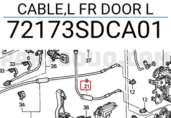 Honda 72173SDCA01 CABLE,L FR DOOR L