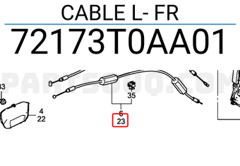 Honda 72173T0AA01 CABLE L- FR