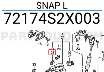 Honda 72174S2X003 SNAP L