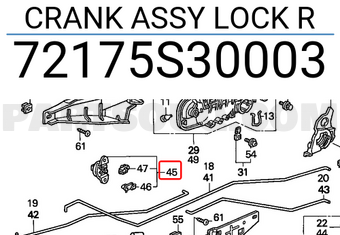 Honda 72175S30003 CRANK ASSY LOCK R