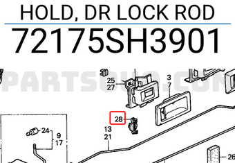 Honda 72175SH3901 HOLD, DR LOCK ROD