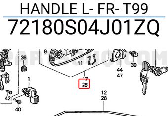 Honda 72180S04J01ZQ HANDLE L- FR- T99