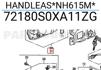 Honda 72180S0XA11ZG HANDLEAS*NH615M*