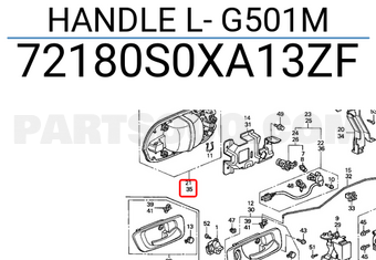 Honda 72180S0XA13ZF HANDLE L- G501M