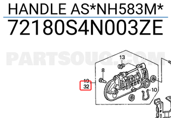 Honda 72180S4N003ZE HANDLE AS*NH583M*
