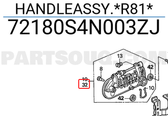 Honda 72180S4N003ZJ HANDLEASSY.*R81*