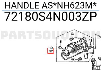 Honda 72180S4N003ZP HANDLE AS*NH623M*