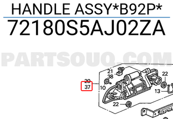 Honda 72180S5AJ02ZA HANDLE ASSY*B92P*