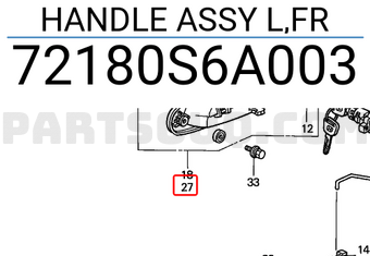 Honda 72180S6A003 HANDLE ASSY L,FR