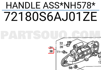 Honda 72180S6AJ01ZE HANDLE ASS*NH578*
