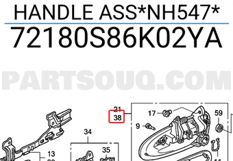 Honda 72180S86K02YA HANDLE ASS*NH547*