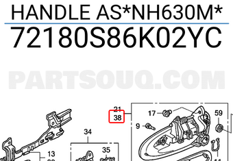 Honda 72180S86K02YC HANDLE AS*NH630M*