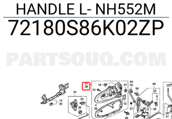 Honda 72180S86K02ZP HANDLE L- NH552M