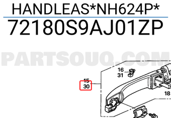 Honda 72180S9AJ01ZP HANDLEAS*NH624P*