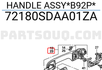 Honda 72180SDAA01ZA HANDLE ASSY*B92P*