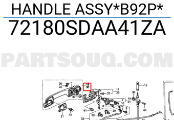 Honda 72180SDAA41ZA HANDLE ASSY*B92P*
