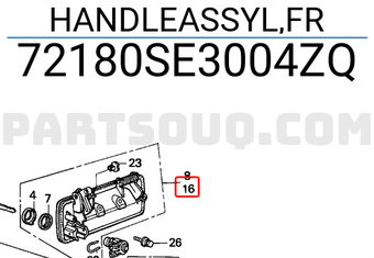 Honda 72180SE3004ZQ HANDLEASSYL,FR