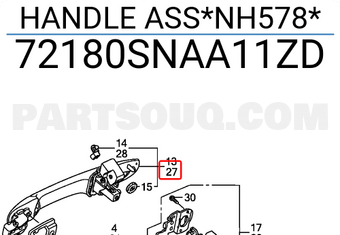 Honda 72180SNAA11ZD HANDLE ASS*NH578*