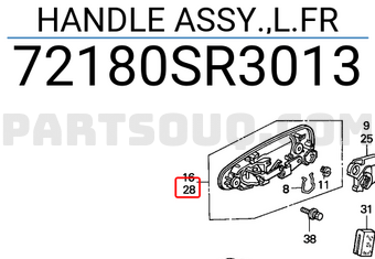 Honda 72180SR3013 HANDLE ASSY.,L.FR