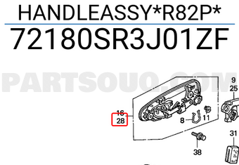 Honda 72180SR3J01ZF HANDLEASSY*R82P*
