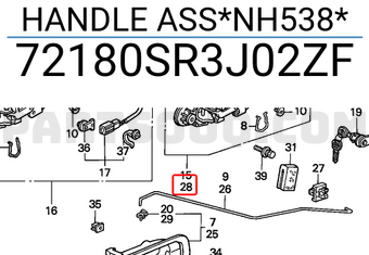 Honda 72180SR3J02ZF HANDLE ASS*NH538*