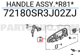 Honda 72180SR3J02ZJ HANDLE ASSY.*R81*