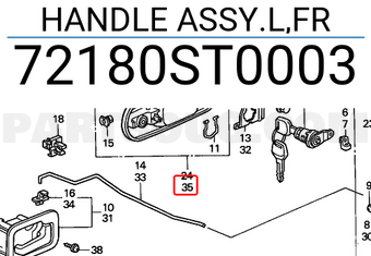 Honda 72180ST0003 HANDLE ASSY.L,FR